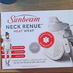 NEW Sunbeam 700-825 Renue Contouring Neck & Shoulder Heating Pad Xtra Cover Gray